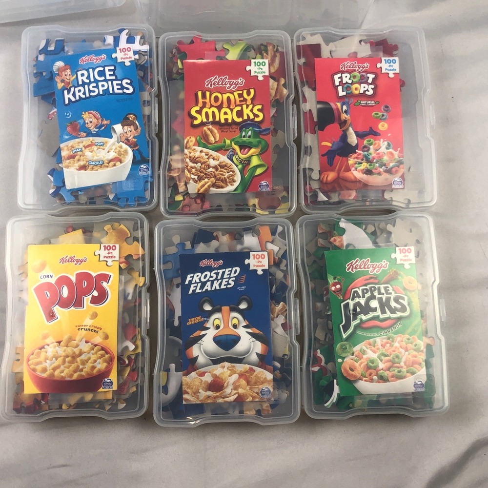 Kellogg's Cereal Jigsaw Puzzles Set of 6 - 100 Piece Puzzles in Storage Case